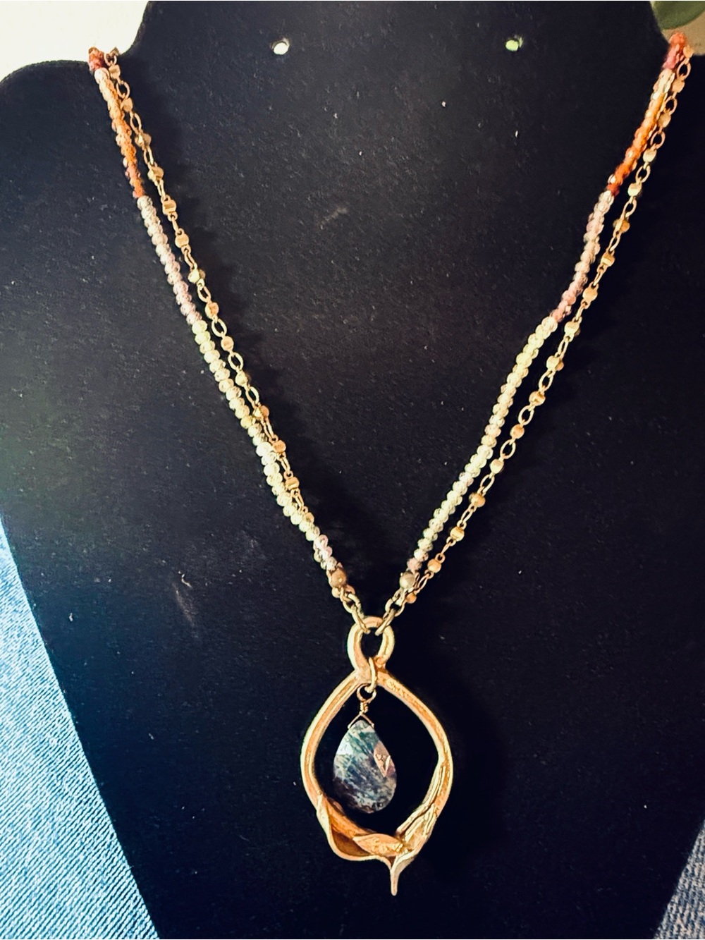 CUSTOM Made by Nashville Jeweler Beaded Crystal and Gold tone Layered Necklace